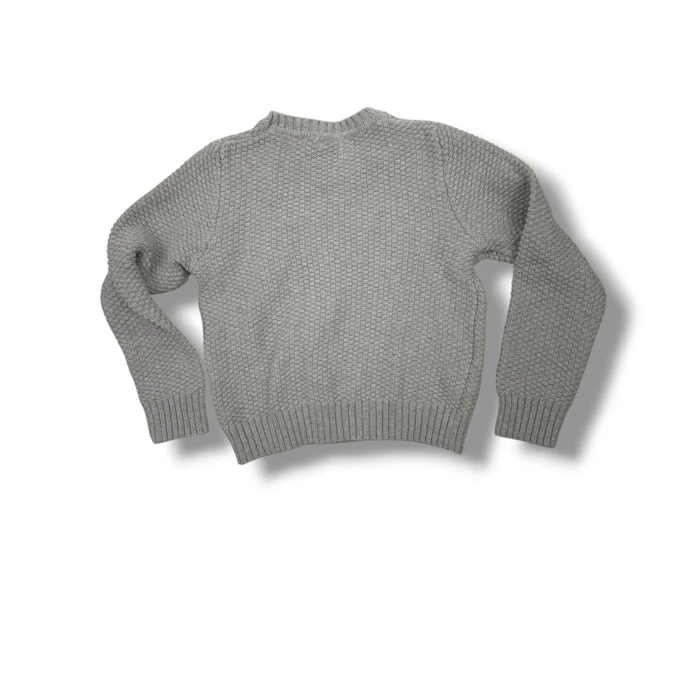 Bonjoy Kids Sweater 7Y Light Grey Textured‎ Knit Pullover Cotton Crewneck NWT